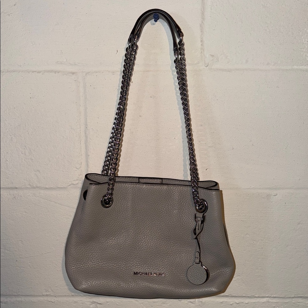 Michael Kors Pebble Gray Shoulder Bag with Chain Strap